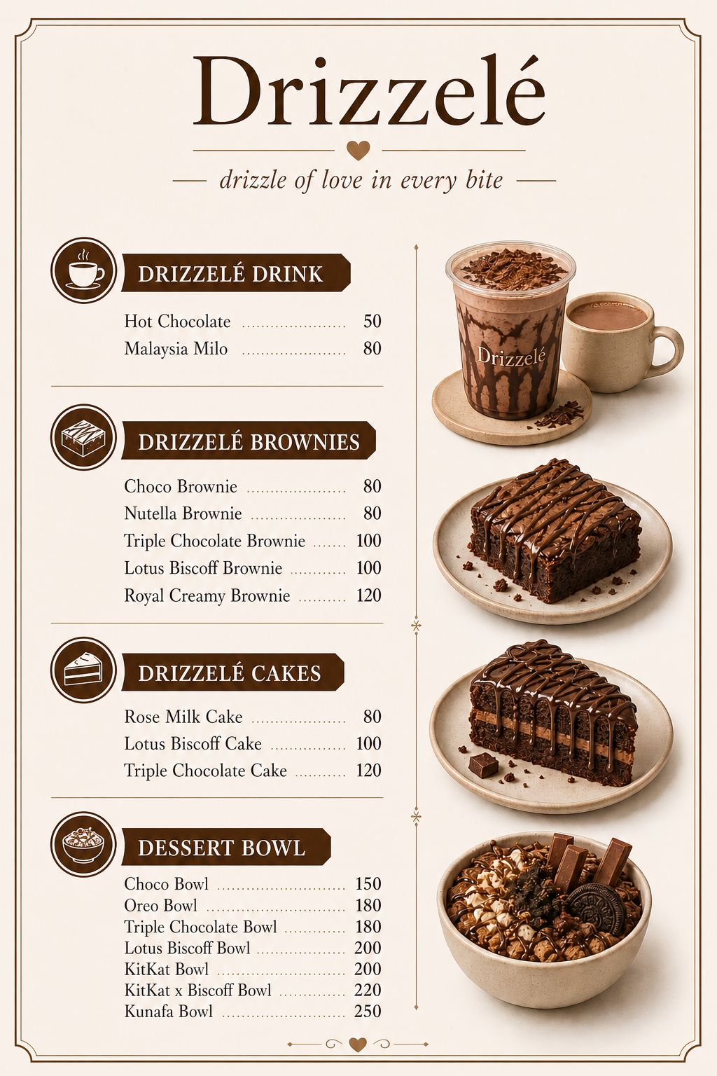 Drizzele Menu